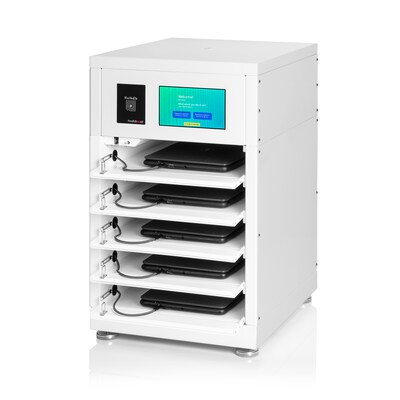 Luxor Kwik IQ Pro Lockable 5-Unit Electronics Storage Cabinet, White Steel (KBSL100)