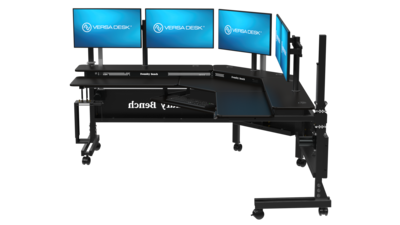 VersaDesk Foundry Bench 80"W Electric Corner Adjustable Standing Desk, Black (FBC8080-BB-APP)