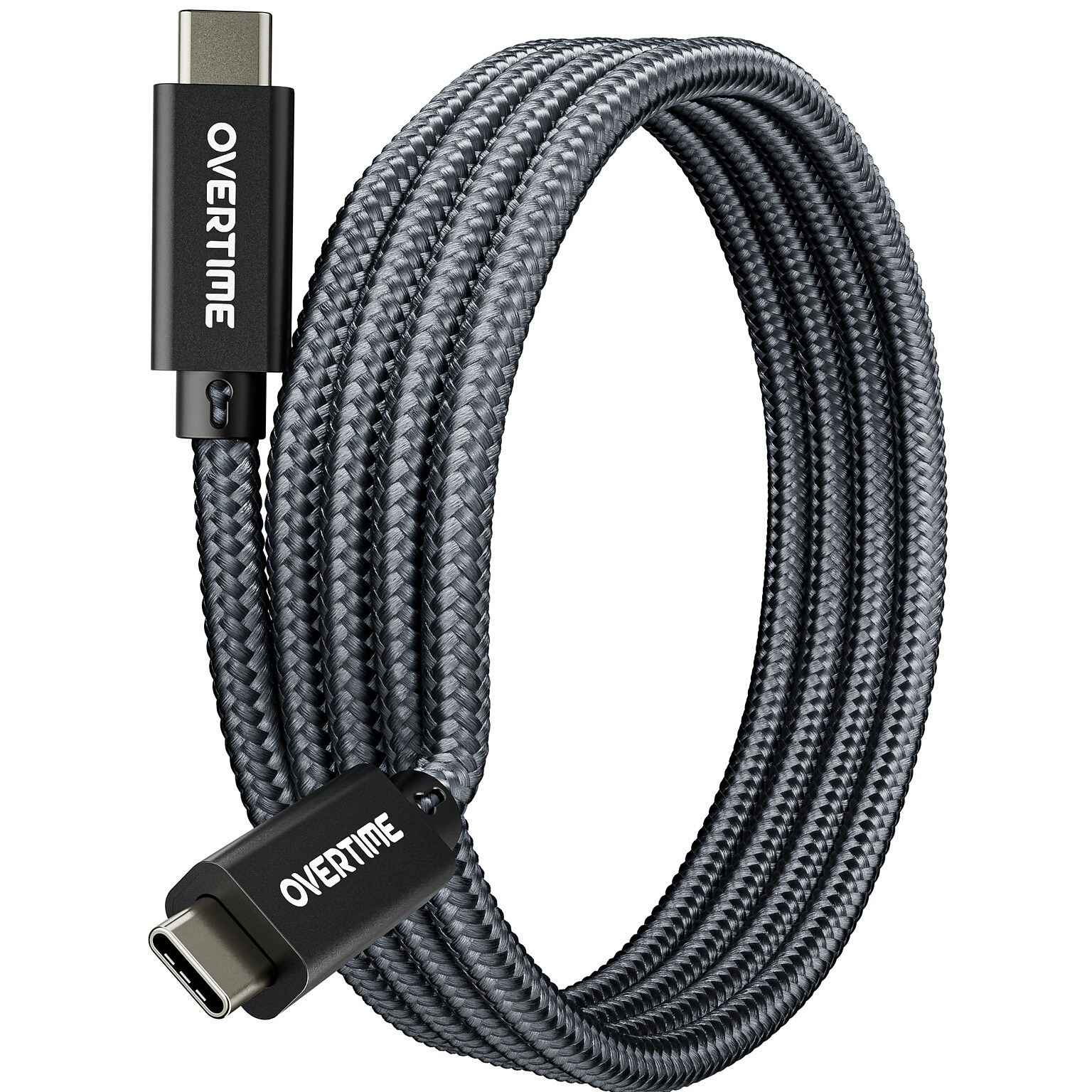 Overtime C82 100W Fast Charging 6 ft Braided USB-C to USB-C Cable, Black (OCC82BK)