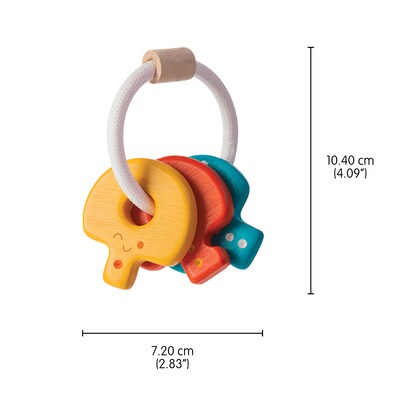 Plan Toys Wooden Baby Key Rattle and Teether, Multicolored (PTS5217)