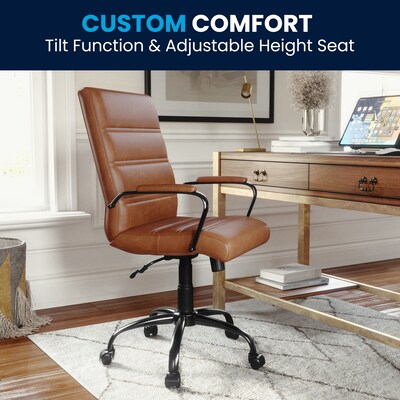 Flash Furniture Whitney Ergonomic LeatherSoft Swivel Mid-Back Executive Office Chair, Brown/Black (GO2286MBRBK)