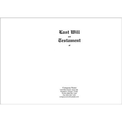 Personalized Testamentary Covers; Last Will & Testament, White