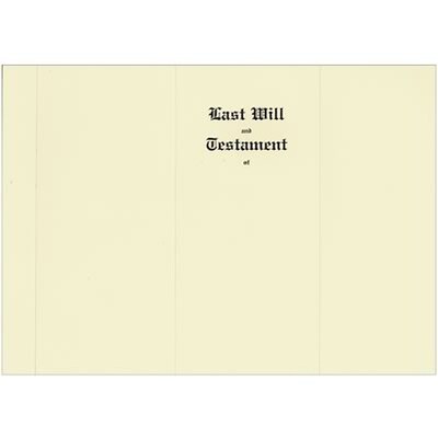 Will Supplies; Last Will and Testament Covers, Ivory Cover Stock