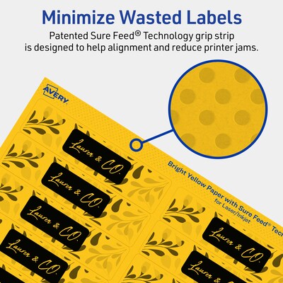 Avery Rectangle Laser/Inkjet Multipurpose Labels, 1" x 4", Bright Yellow (800/Box)