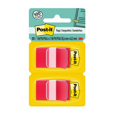 Post-it Flags, 1 Wide, Red, 100 Flags/Pack (680-RD2)