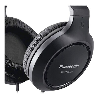 Panasonic Over-Ear Headphones with Microphone & XBS for Deep Bass, Black (RP-HT161M)