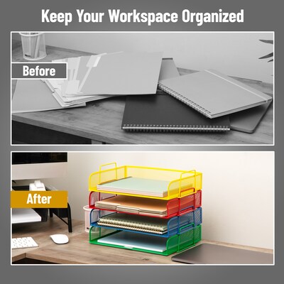 Mind Reader Metal Side Loading Stackable Letter Tray, Multicolored (DSTACK4-ASST)