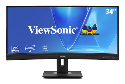 ViewSonic 34 Curved 4K UWQHD 100Hz LCD Monitor, Height Adjustable, Docking Station, Black (VG3456CA)