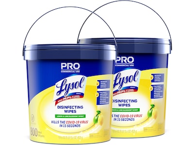 Lysol Pro Disinfecting Wipes, Lemon & Lime Blossom Scent, 800 Wipes/Canister, 2 Canisters/Carton (19