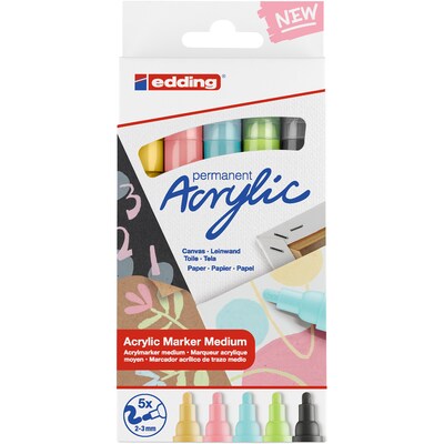 edding 5100 Series Acrylic Paint Marker, Medium Tip, Pastel Colors, 5/Pack (EDD451005099)