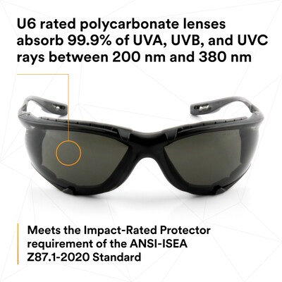 3M Virtua Anti-Fog Safety Glasses, Black Lens, 20/Carton (11873-00000-20)