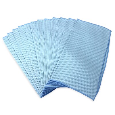 Hospeco Waffle Scrubbing Microfiber Multipurpose Cloths, 16 x 16, 12 Cloths/Pack, Blue (MFCWA33516