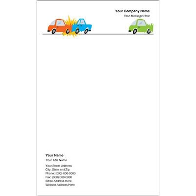 Custom Printed Medical Arts Press® Full-Color Memo Pads; Insurance Designs, Car Crash