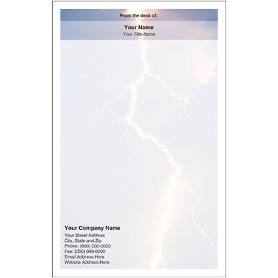 Custom Printed Medical Arts Press® Full-Color Memo Pads; Insurance Designs, Lightning