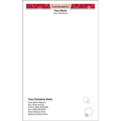 Custom Printed Medical Arts Press® Full-Color Memo Pads; Abstract Designs, Red with Bubbles