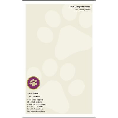 Custom Printed Medical Arts Press® Full-Color Memo Pads; Animal Designs, Paw