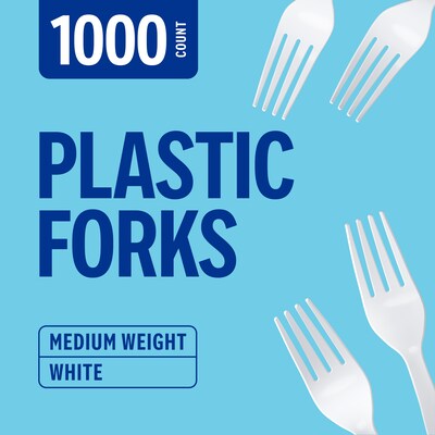 Perk™ Polystyrene Fork, Medium-Weight, White, 1000/Pack (PK56397)