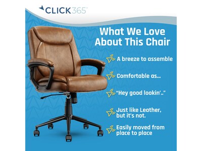 Click365 Transform 1.0 Ergonomic Bonded Leather Swivel Desk Chair, Cognac (CCHR10001A)