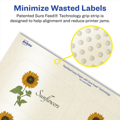 Avery Pearlized Ivory Decorative Edge Multipurpose Labels, 2" x 3", Ivory, 200/Pack (94267)