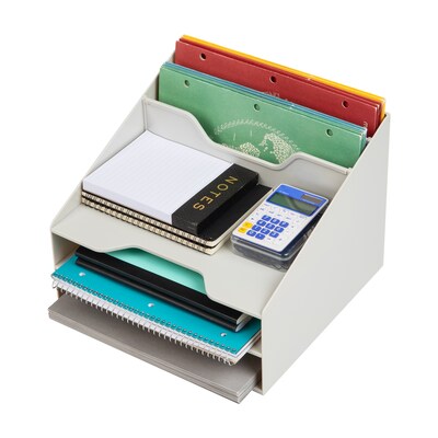 Mind Reader 5-Compartment Plastic Desk Tray, Beige (ANCHBOX5-BEI)