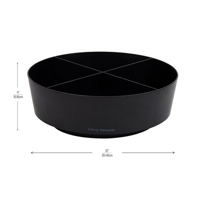 Mind Reader Plastic 4-Compartment Snack Carousel Organizer Snack Tray, Black (LAZSNACK-BLK)