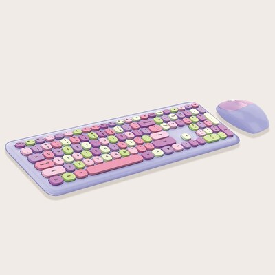 SaharaCase Wireless Keyboard and Mouse Combo, Lavender Mint Fusion (KB5)