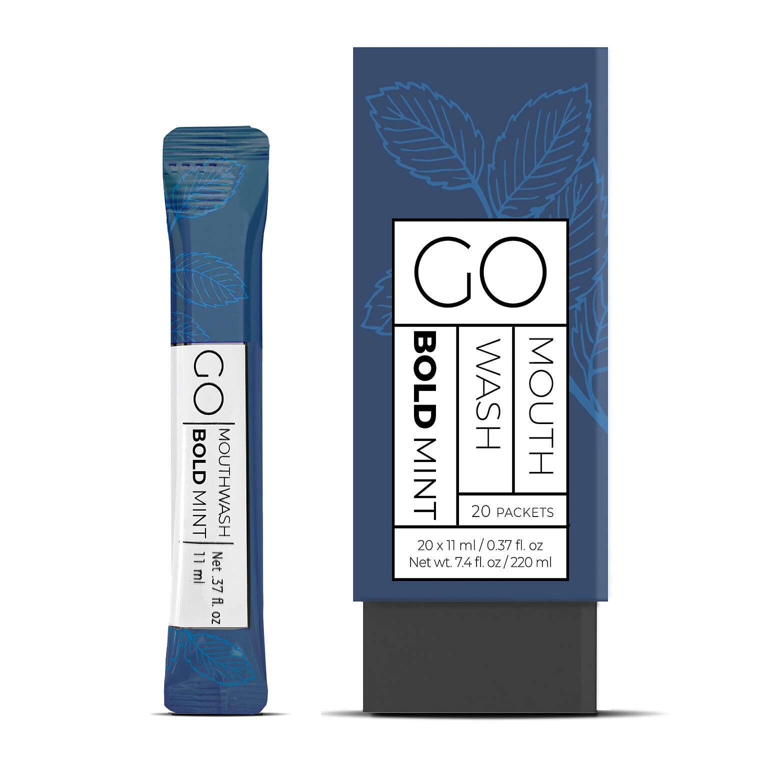 Go Mouthwash Bold Mint Mouthwash, 0.37 oz., 20/Pack (GMHMW20BOLD)
