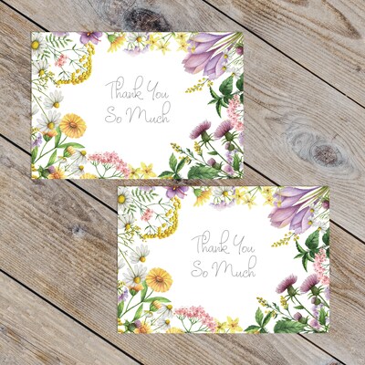 Great Papers Flower Meadows General Use Thank You Notecard Kits, Multicolored, 24/Pack (2025030)