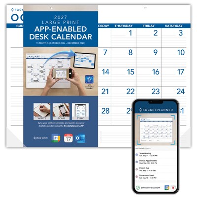 2027 Rocketbook Rocketplanner 17 x 0.5 Monthly Desk Calendar (RKDP-CY27-22-BK)