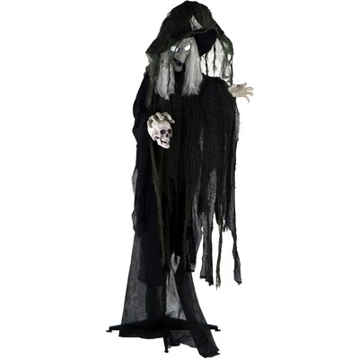 Haunted Hill Farm Life-Size Animatronic Witch with Skull (HHWITCH-4FLSA)