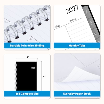 2027 Blue Sky 5" x 8" Weekly & Monthly Planner, Black (160973)