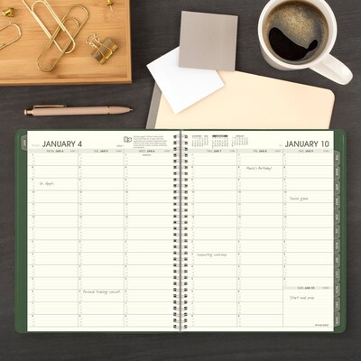 2027 AT-A-GLANCE Recycled 8.25" x 11" Weekly & Monthly Appointment Book Planner, Faux Leather Cover, Green (70-950G-60-27)