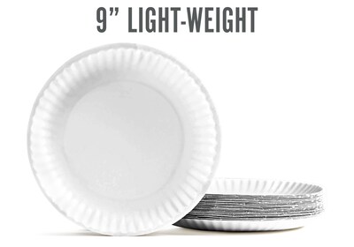 Perk™ Economy Paper Plates, 9", White, 1000/Carton (PK56516CT)