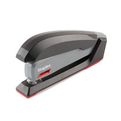 Staples One-Touch Desktop Stapler, 20 Sheet Capacity, Gray/Black/Red, 500 (44425)