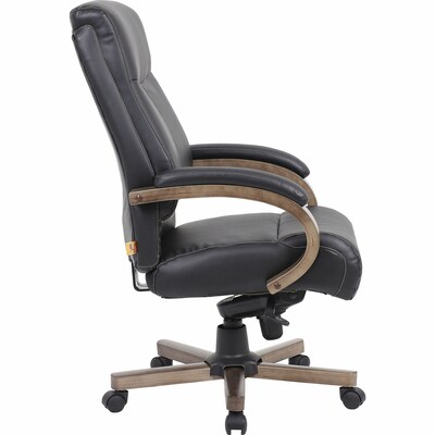 Lorell Executive High-Back Wood Finish Office Chair, Black (LLR69590)