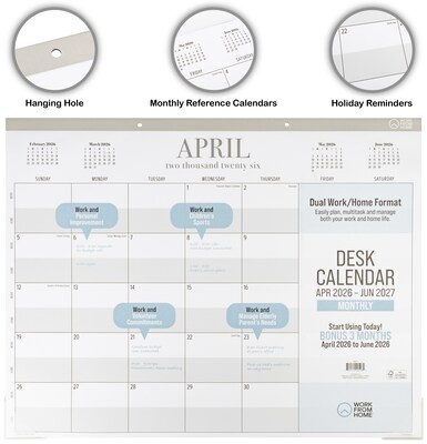 2026-2027 PlanAhead Work From Home 22" x 17" Academic Monthly Desk Pad Calendar (90526)