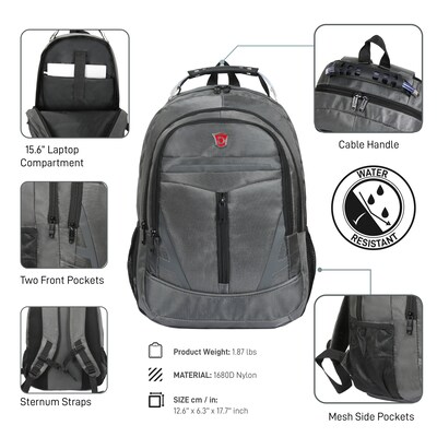 DUKAP EMINENT Laptop Compatible Backpack, Large, Gray (BDK-EMI-GRE)
