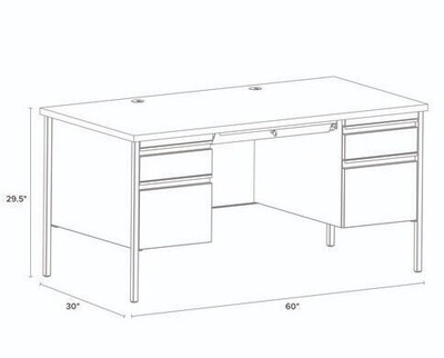 Alera 60"W Double Pedestal Desk, Mahogany/Charcoal (ALEHSD6030CM)