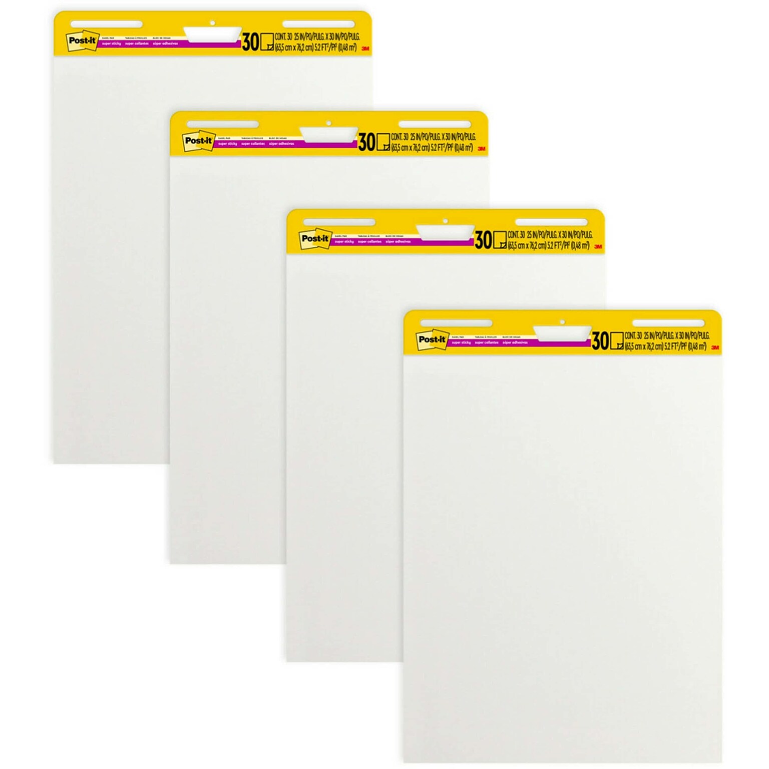 Post-it Super Sticky Easel Pad, 25 x 30, 30 Sheets/Pad, 4 Pads/Pack (559-VAD-4PK)