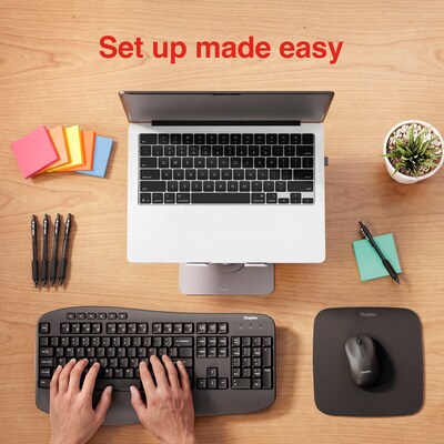 Staples Easy Desktop Set, Keyboard, Mouse, Mouse Pad, Laptop Stand, ProGel Pens & Sticky Notes (ST63681)