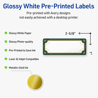 Avery Rectangle Multipurpose Labels, 1 x 2-5/8, White, 160/Pack (19479370387)