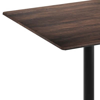 Flash Furniture Acadia Square Wooden Dining Table with Round Base, 36"D x 36"W, Dark Brown/Black Base (STSQ36WBRTR24B)