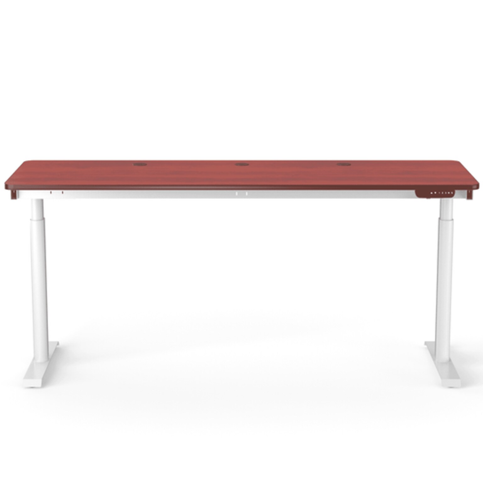 VersaDesk PowerLift 72W Electric Rectangular Adjustable Standing Desk, Cherry/White (PLSDR7224-WC-APP)