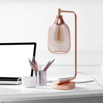 Lalia Home Industrial Mesh Desk Lamp, Rose Gold (LHD-2000-RG)