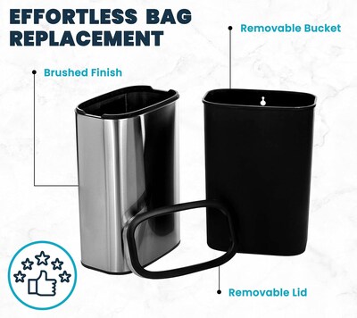 Alpine Industries Stainless Steel Trash Can with Liner, 10.5 Gallon (ALP470-40L)