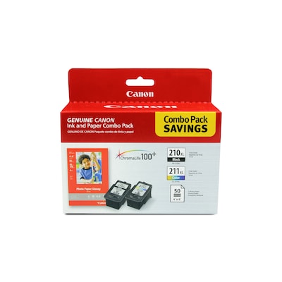 Canon PG-210XL/CL-211XL Black/Tri-Color Standard Yield Ink Cartridge, Bundle, 2/Pack