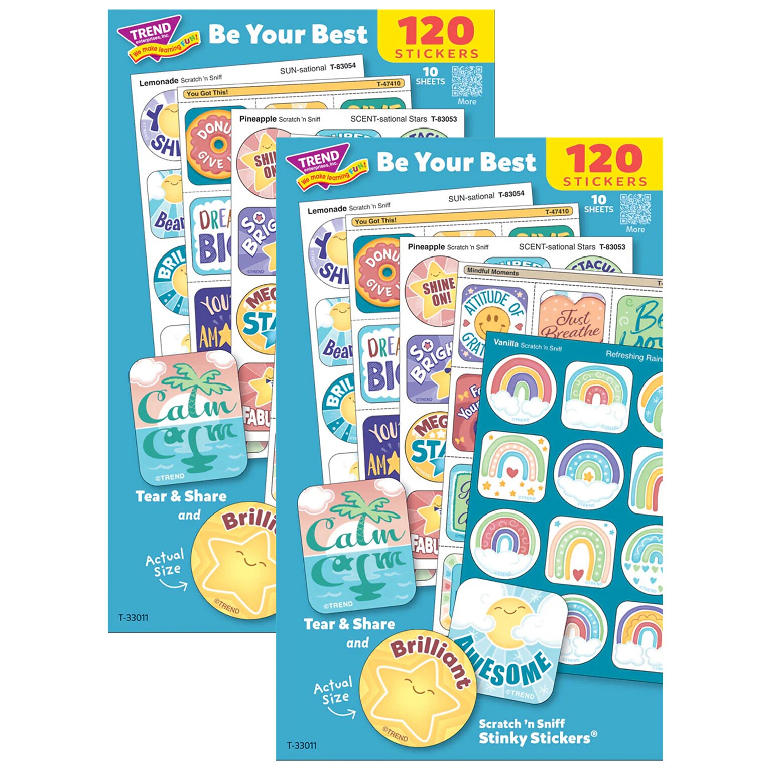 Trend Enterprises Be Your Best Mixed Stickers Variety Pack, Multicolored, 120/Pack, 2/Packs/Bundle (T-33011-2)