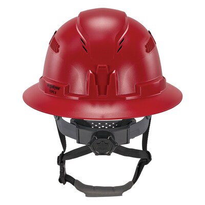 Ergodyne Skullerz 8964 PC-ABS Type II, Class C, 6-point Ratchet Suspension Full Brim Safety Helmet, Red (60564)