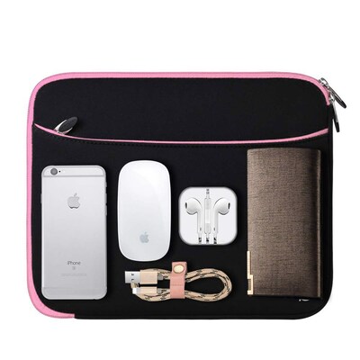 Vangoddy Neoprene Laptop Sleeve for 12" Laptop, Black/Pink