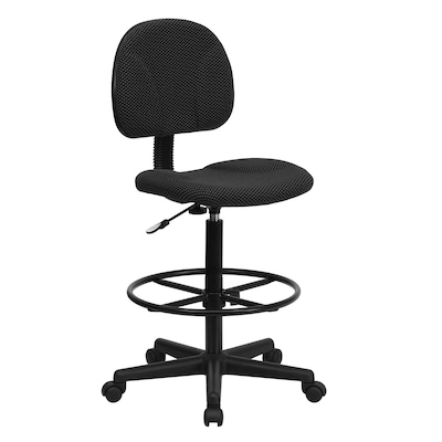 Flash Furniture Mid Back Fabric Ergonomic Drafting Stool, Black